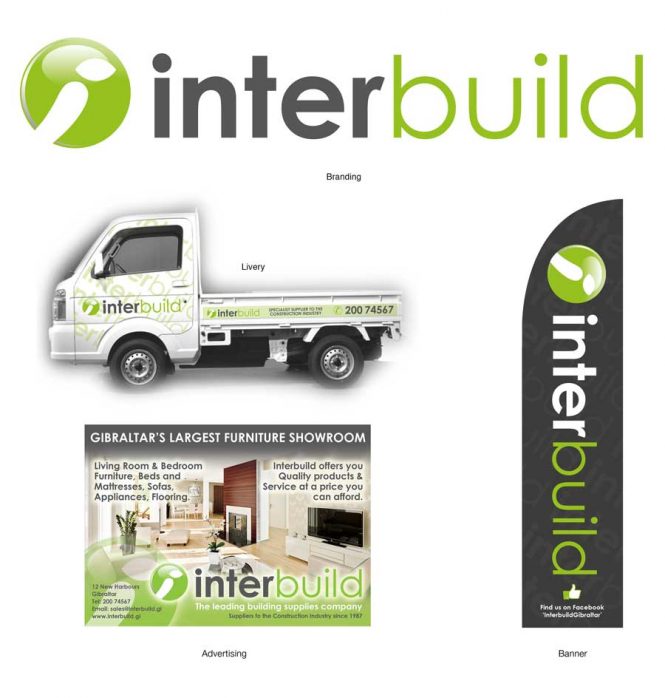 <h2>Interbuild Brand Campaign</h2>
Corporate identity design of Interbuild's new brand, creating a contemporary and visually appealing brand identity which could be evolved across various marketing material, including signage and vehicle livery, creating a cohesive visual identity in the market place.</br></br>

The design shows an evolution of the existing 'i' and green corporate colours which had been used in the old branding, but modernising it and bringing it forward somewhat to the 21st Century.