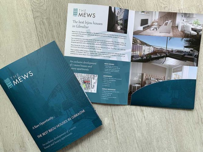<h2>The Mews Gibraltar<h2>
Logo design and corporate folder for 'The Mews' development in Gibraltar.